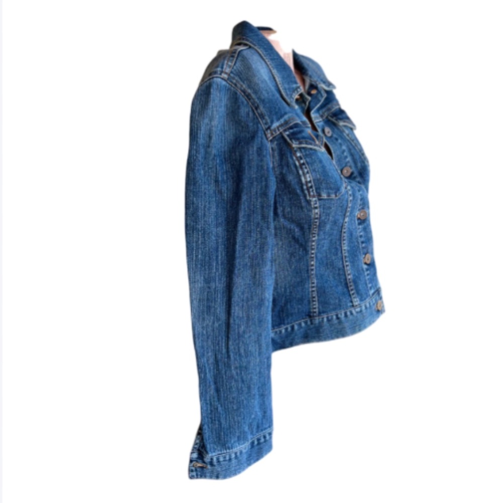 90s Long Sleeve Denim Basic Button Down Jean Jacket - Picture 6 of 11